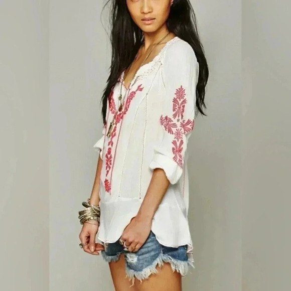 Free People Women’s Rolling Stone Peasant Top XSmall - Picture 4 of 16
